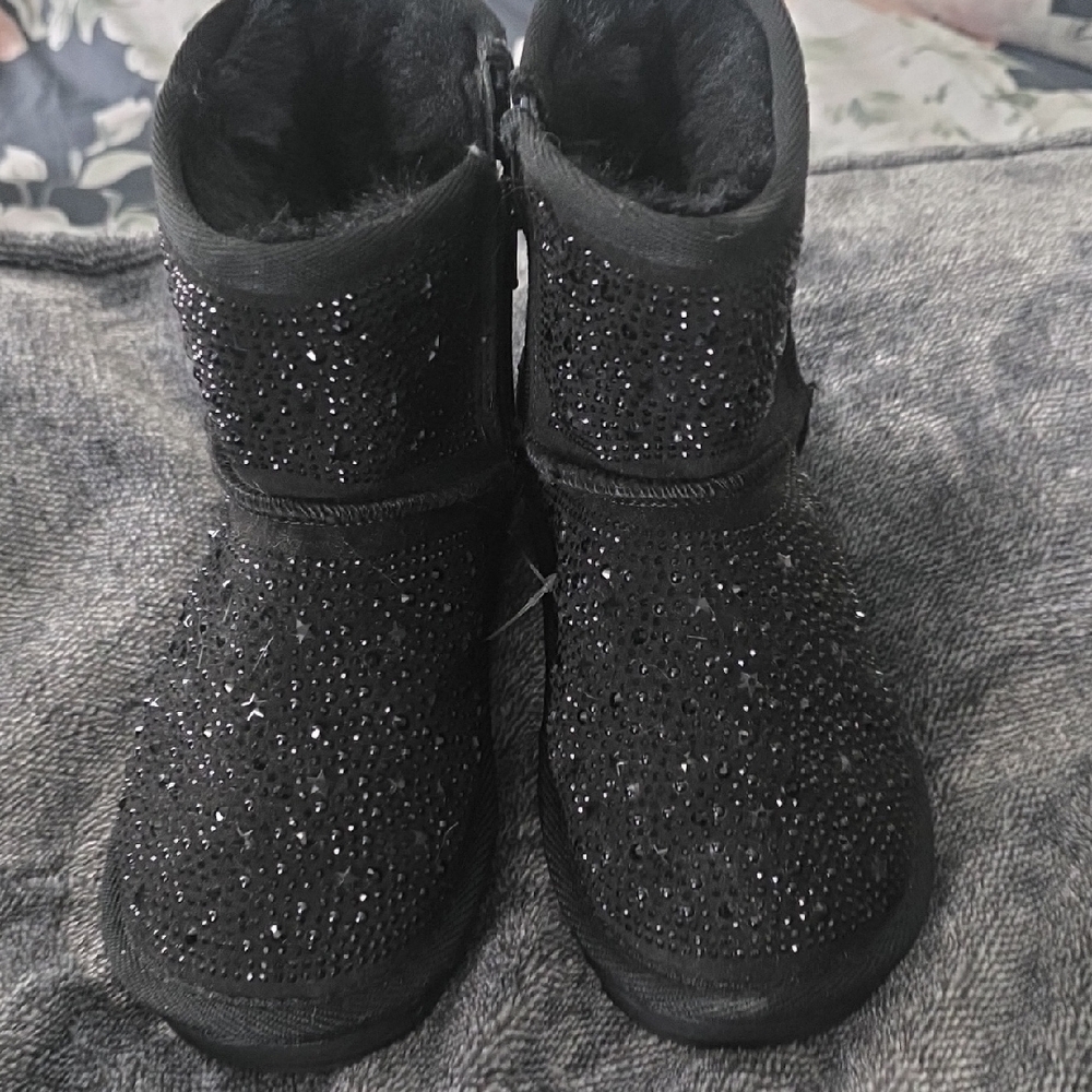 MIA Black Rain & Snow Boots with Glitter Finish